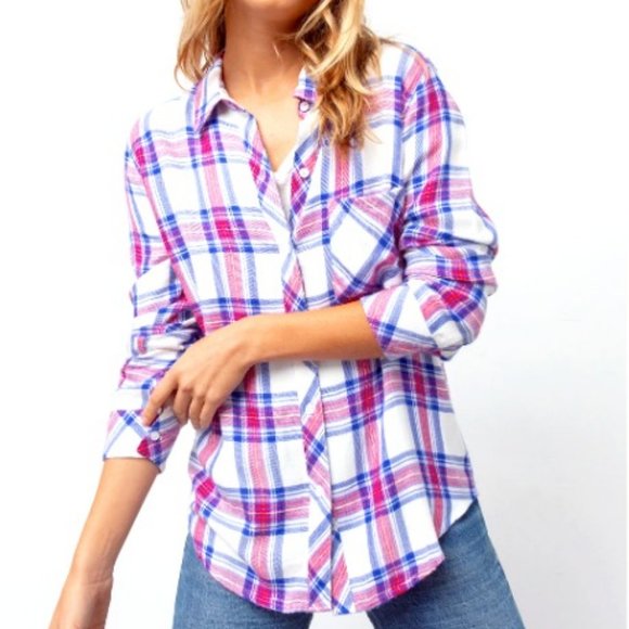 Rails Hunter white, blue & red plaid button-down - Picture 1 of 8